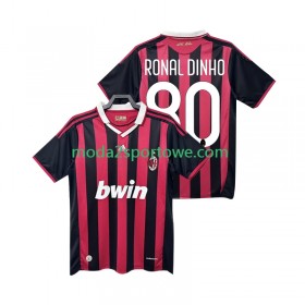 Koszulka AC Milan RONALDINHO 80 2009 2010 Retro Domowe Stroje Piłkarskie Krótki Rękaw